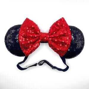 Disney Classic Sequin Minnie Mouse Ears with Bow Adjustable Elastic Headband